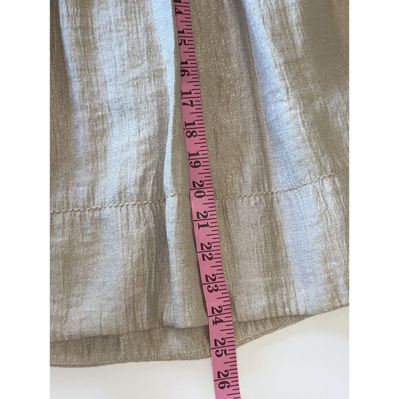 J. JILL Shimmer Pintuck Pleat Skirt A-Line Knee Length Metallic Beige Size 14 - Picture 13 of 16